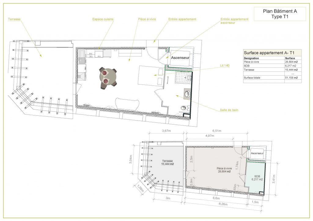 Résidence Tilia - Plan appartement Type T1
